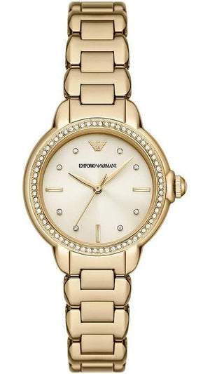 Emporio Armani Mia Crystals Gold Dial Gold Steel Strap Watch for Women - AR11609