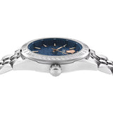 Versace V-Code Analog Blue Dial Silver Steel Strap Watch for Women - VE8I00324