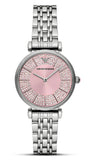 Emporio Armani Gianni T-Bar Pink Dial Silver Steel Strap Watch for Women - AR11686