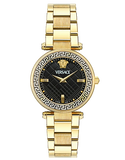Versace Reve Analog Black Dial Gold Steel Strap Watch for Women - VE8B00624