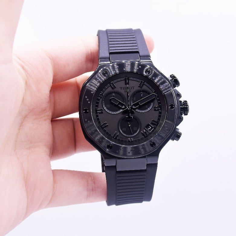 Tissot T-Race Chronograph Black Dial Black Rubber Strap Watch for Men - T141.417.37.061.00