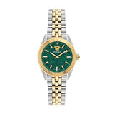 Versace V-Code Analog Green Dial Two Tone Steel Strap Watch for Women - VE8I00424