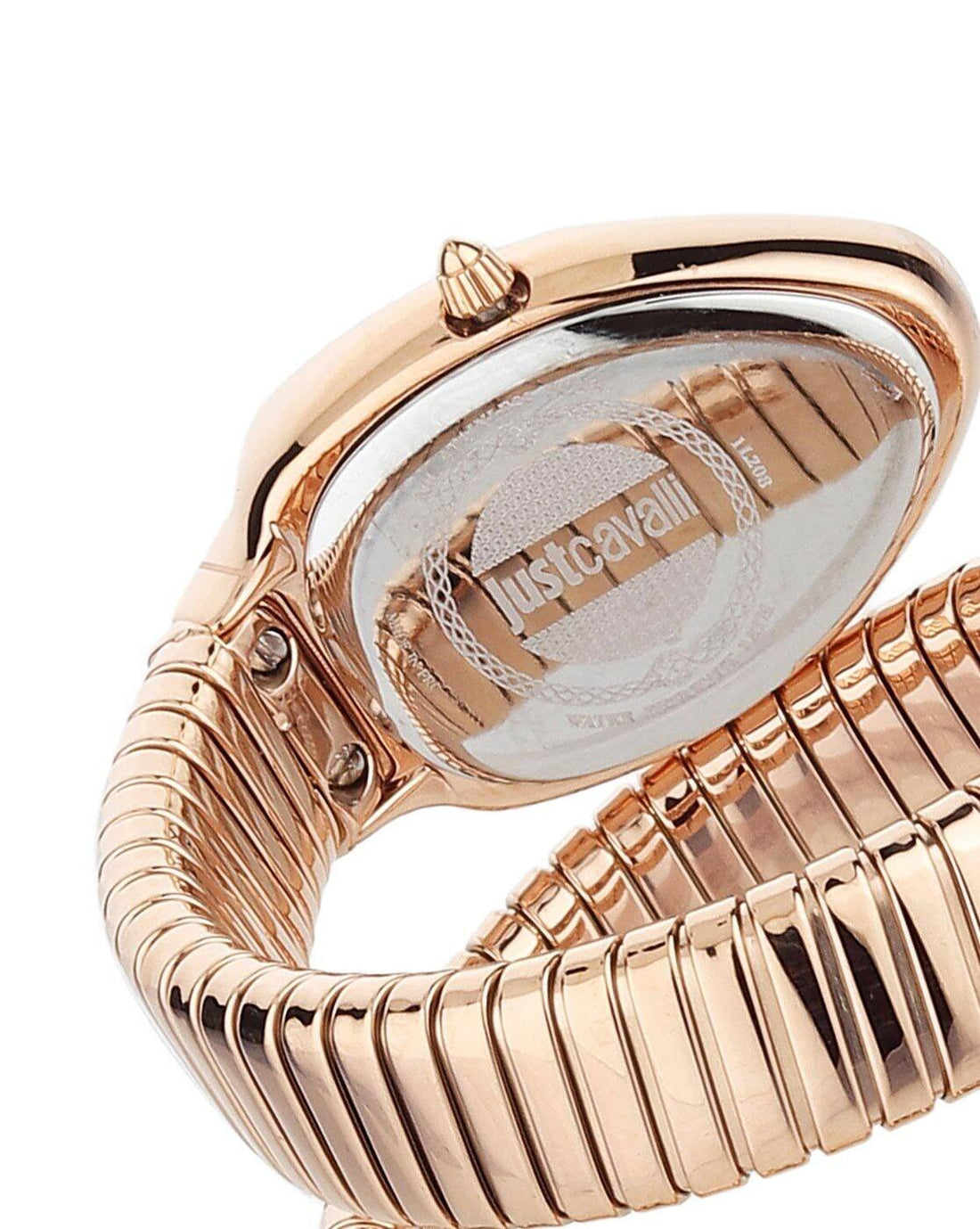 Just Cavalli Serpente Metallica Green Dial Rose Gold Steel Strap Watch for Women - JC1L208M0055