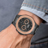 Hugo Boss Taper Chronograph Black Dial Black Steel Strap Watch for Men - 1514090