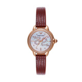 Emporio Armani Mia Mother of Pearl Dial Red Leather Strap Watch for Women - AR11646