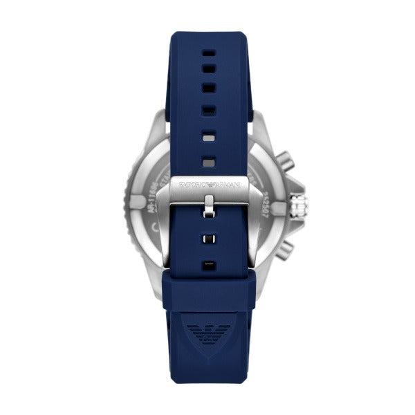 Emporio Armani World Explorer Chronograph Blue Dial Blue Silicone Strap Watch for Men - AR11696
