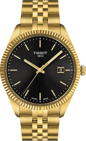Tissot Ballade Quartz Black Dial Gold Steel Strap Watch for Men - T156.410.33.051.00