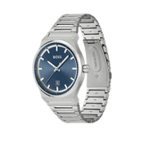 Hugo Boss Candor Blue Dial Silver Steel Strap Watch for Men - 1514076