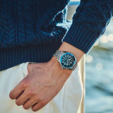 Seiko Prospex Polygonal Divers Automatic Blue Dial Silver Steel Strap Watch for Men - SPB483J1