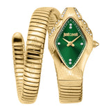 Just Cavalli Cristallo Green Dial Gold Steel Strap Watch for Women - JC1L307M0035