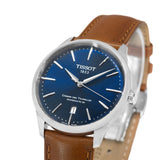 Tissot Chemin des Tourelles Automatic Powermatic 80 Blue Dial Brown Leather Strap Watch for Men - T139.407.16.041.00