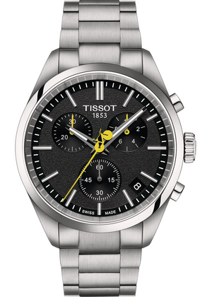 Tissot PR 100 Tour De France Chronograph Black Dial Silver Steel Strap Watch for Men - T150.417.11.051.00