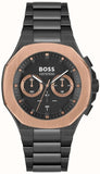 Hugo Boss Taper Chronograph Black Dial Black Steel Strap Watch for Men - 1514090