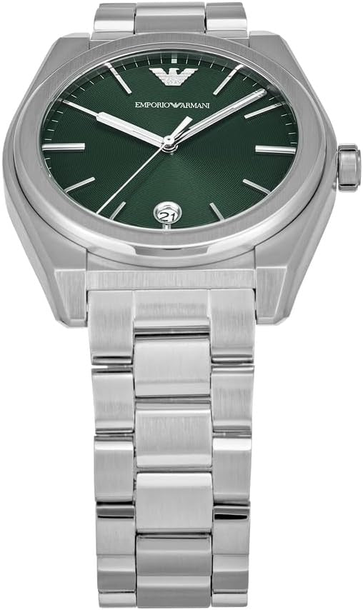 Emporio Armani Frederico Analog Green Dial Silver Steel Strap Watch for Men - AR11621