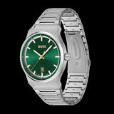 Hugo Boss Candor Green Dial Silver Steel Strap Watch for Men - 1514079
