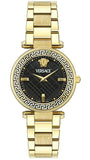 Versace Reve Analog Black Dial Gold Steel Strap Watch for Women - VE8B00624