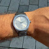 Tissot PRC 100 Solar Quartz Silver Dial Silver Steel Strap Watch for Men - T151.422.11.031.00