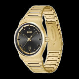 Hugo Boss Candor Black Dial Gold Steel Strap Watch for Men - 1514077