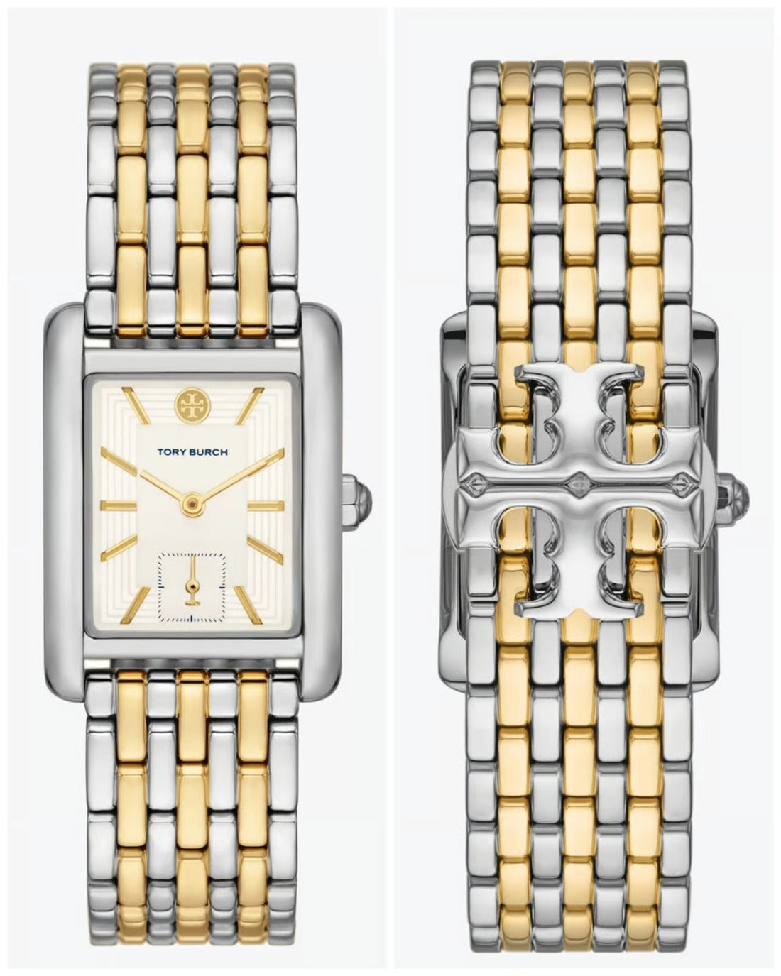 Tory Burch Eleanor White Dial Two Tone Steel Strap Watch for Women - TBW1070