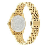 Versace V-Code Quartz Black Dial Gold Steel Strap Watch for Women - VE8I00724