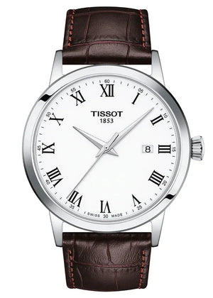 Tissot T Classic Dream Quartz White Dial Brown Leather Strap Watch for Men - T129.410.16.013.00