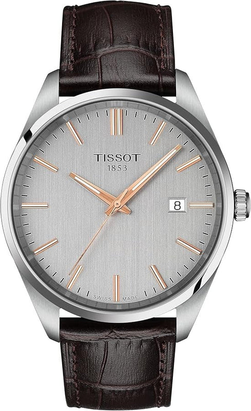 Tissot PR 100 Quartz Silver Dial Black Leather Strap Watch for Men - T150.410.16.031.00
