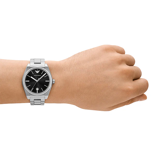 Emporio Armani Frederico Analog Black Dial Silver Steel Strap Watch for Men - AR11622