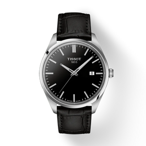 Tissot PR 100 Black Dial Black Leather Strap Watch for Men - T150.410.16.051.00