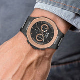 Hugo Boss Taper Chronograph Black Dial Black Steel Strap Watch for Men - 1514090