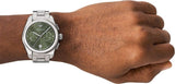 Emporio Armani Federico Chronograph Green Dial Silver Steel Strap Watch for Men - AR11640