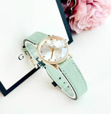 Gucci G Timeless Silver Dial Green Leather Strap Watch for Women - YA1265040