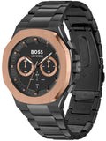 Hugo Boss Taper Chronograph Black Dial Black Steel Strap Watch for Men - 1514090