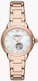 Emporio Armani Mia Meccanico Mother of Pearl Dial Rose Gold Steel Strap Watch for Women - AR60072