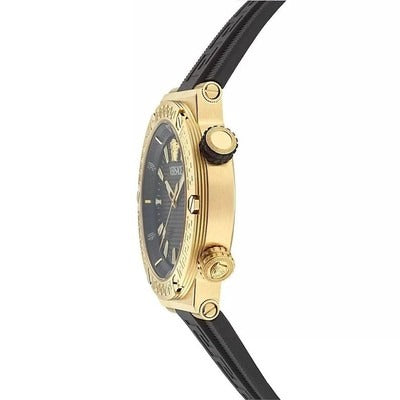 Versace Greca Logo Diver Quartz Black Dial Black Rubber Strap Watch for Men - VE8G00324