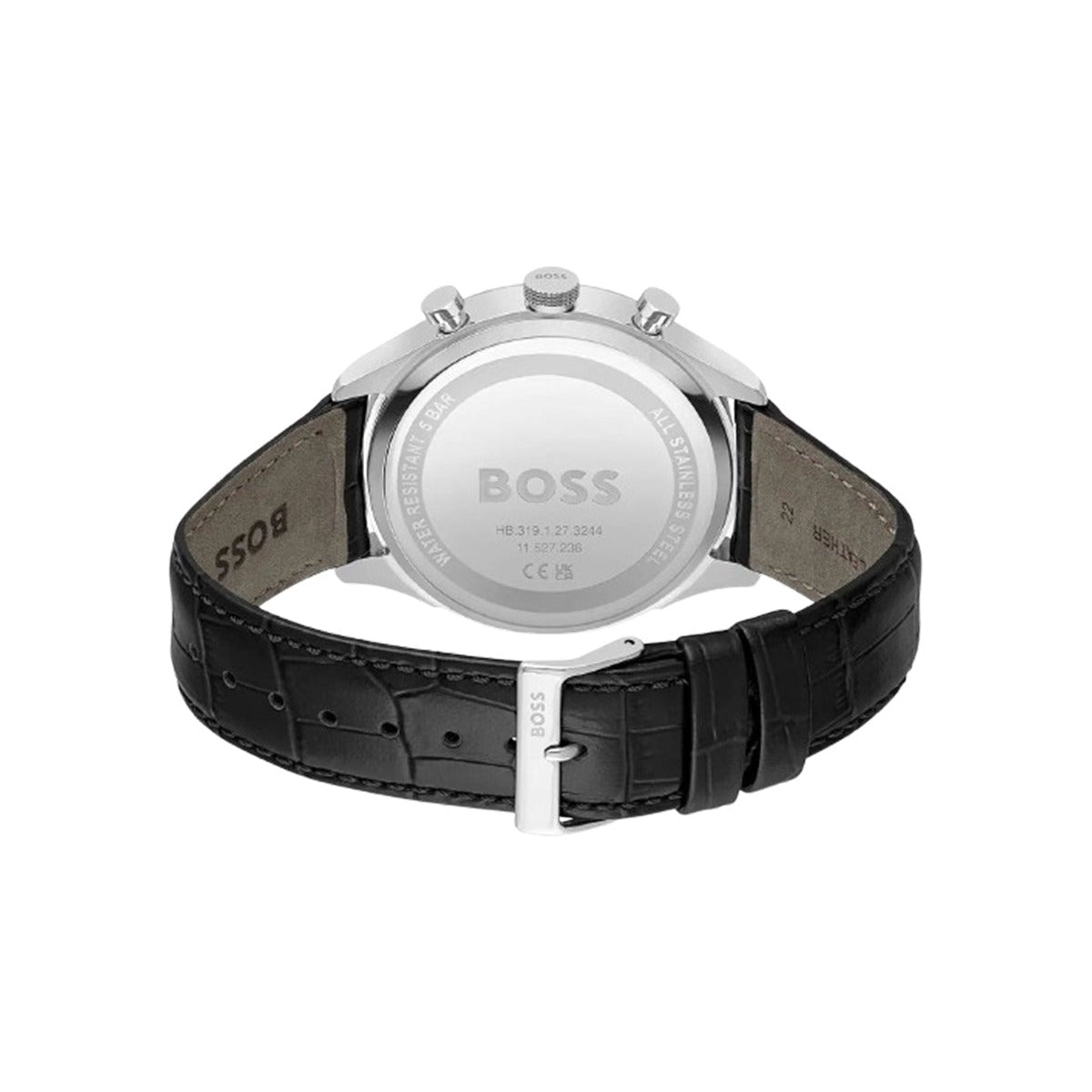 Hugo Boss Gregor Chronograph Black Dial Black Leather Strap Watch for Men - 1514049