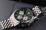 Emporio Armani Antonio Chronograph Green Dial Silver Steel Strap Watch for Men - AR11581
