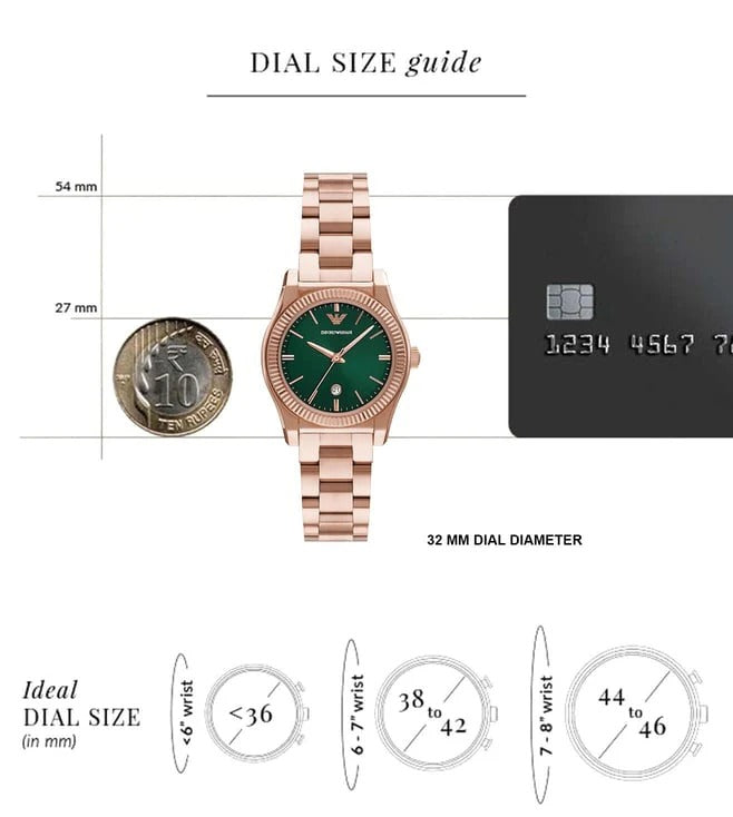 Emporio Armani Federica Analog Green Dial Rose Gold Steel Strap Watch for Women - AR11639