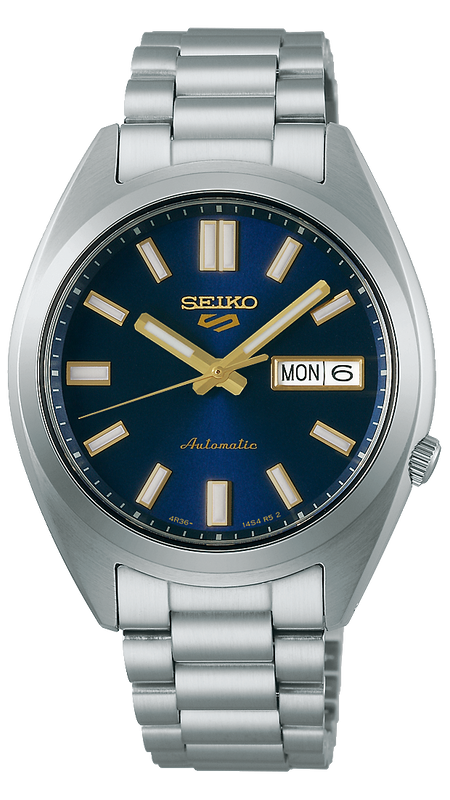 Seiko 5 Sports Automatic Blue Dial Silver Steel Strap Watch for Men - SRPL55K1