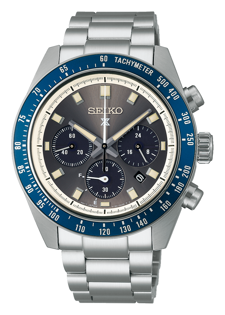 Seiko Prospex Speedtimer Solar Chronograph Grey Dial Silver Steel Strap Watch for Men - SSC939