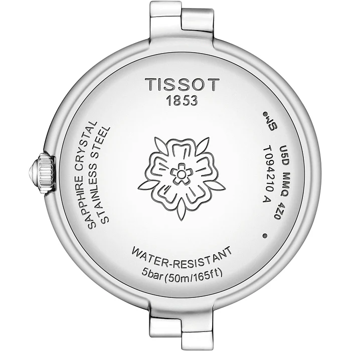 Tissot T-Lady Flamingo Diamonds Mother of Pearl Dial SIlver Steel Strap Watch for Women - T094.210.11.116.02