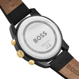 Hugo Boss Trace Chronograph Black Dial Black Leather Strap Watch for Men - 1514003