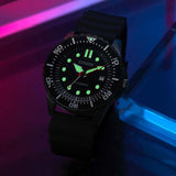 Citizen Mechanical Automatic Black Dial Black Rubber Strap Watch for Men - NJ0125-11E