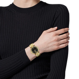Versace Reve Analog Black Dial Gold Steel Strap Watch for Women - VE8B00624