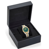 Versace V-Code Analog Green Dial Two Tone Steel Strap Watch for Women - VE8I00424