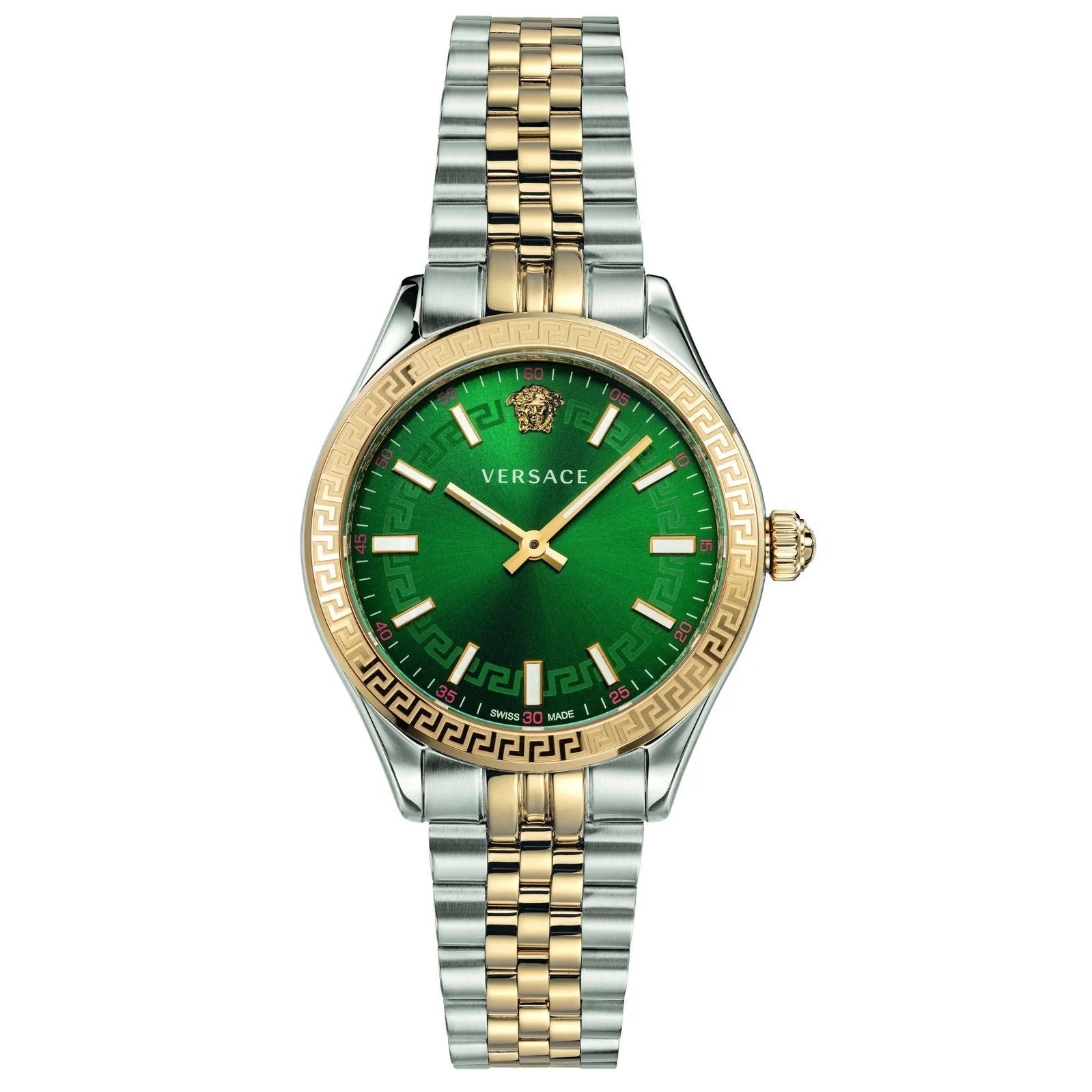 Versace Hellenyium Quartz Green Dial Two Tone Steel Strap Watch for Women - VEHU00420