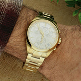 Tissot PR 100 Chronograph White Dial Gold Steel Strap Watch for Men - T150.417.33.031.00