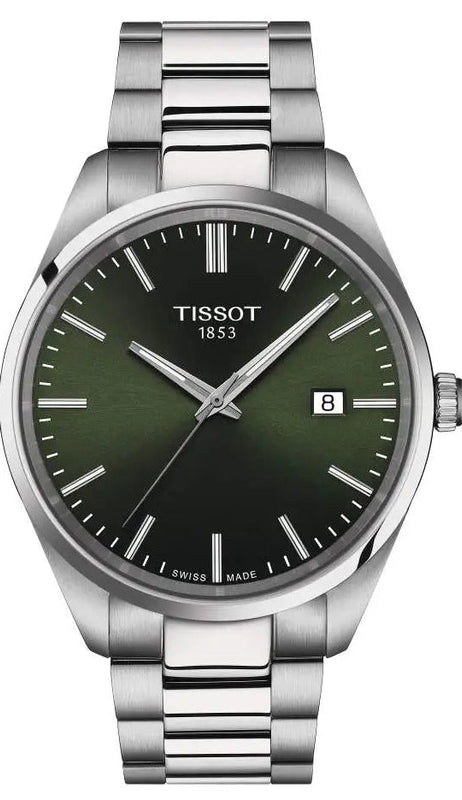 Tissot PR 100 Green Dial Silver Steel Strap Watch for Men - T150.410.11.091.00
