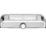 Emporio Armani Two Hand Crystals Silver Dial Black Leather Strap Watch for Women - AR11623