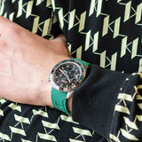 Hugo Boss Runner Chronograph Black Dial Green Silicone Strap Watch for Men - 1514246