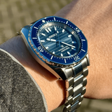 Seiko Prospex Polygonal Divers Automatic Blue Dial Silver Steel Strap Watch for Men - SPB483J1